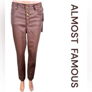 ALMOST FAMOUS Crave Fame Juniors' Coated Canvas High-Rise Skinny Jeans, Size 11.